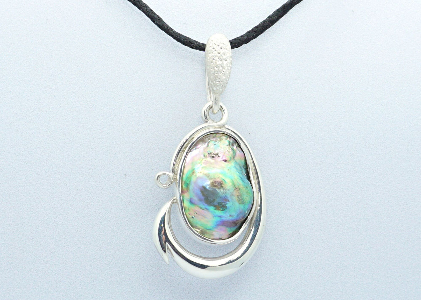 Silver Hook Pendant Blister Paua Pearl Hook