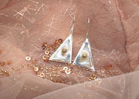 Silver Earrings Natural Wild Paua Blister Pearl