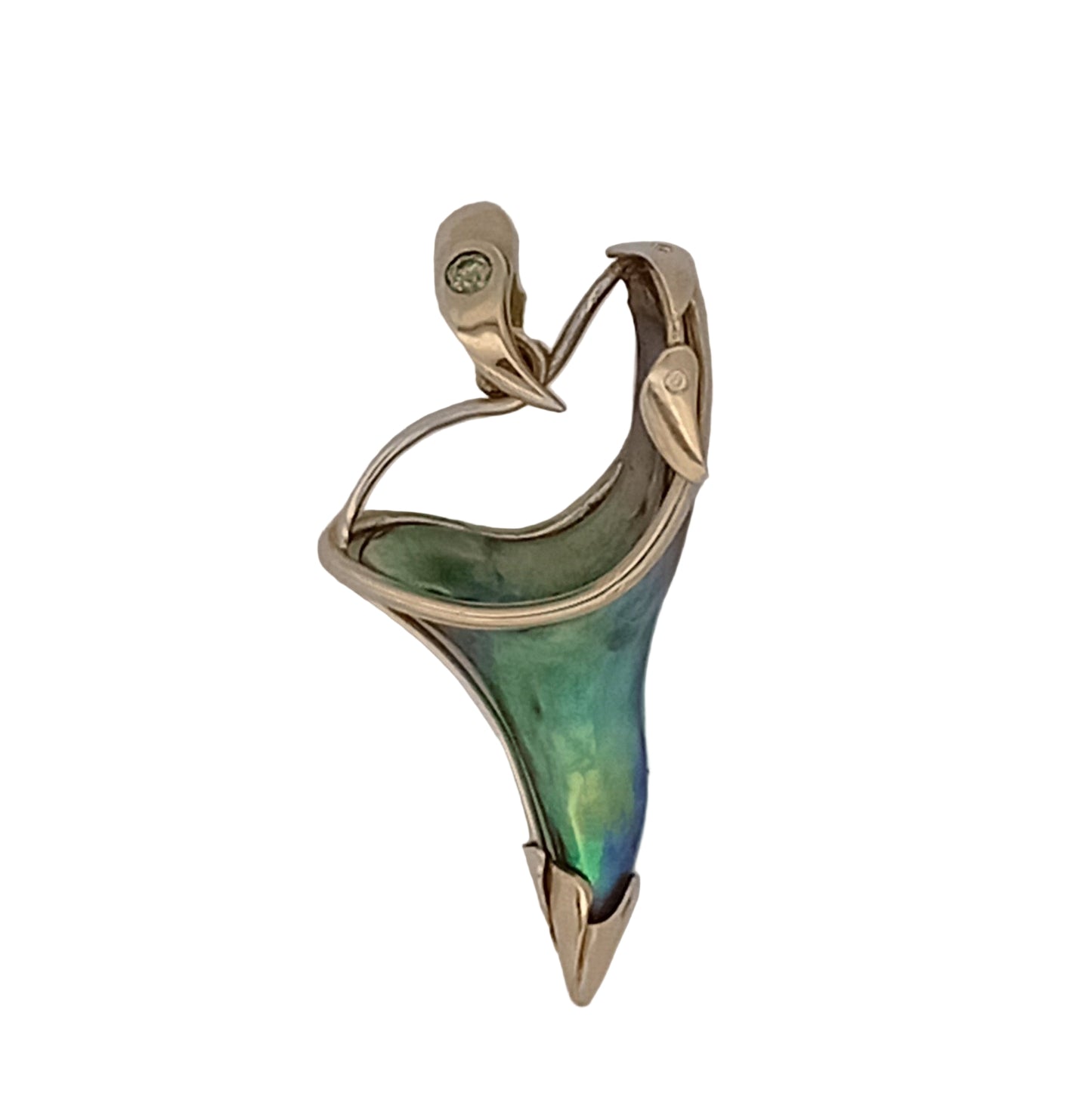Gold & Natural Wild Paua Pearl Tooth Pendant