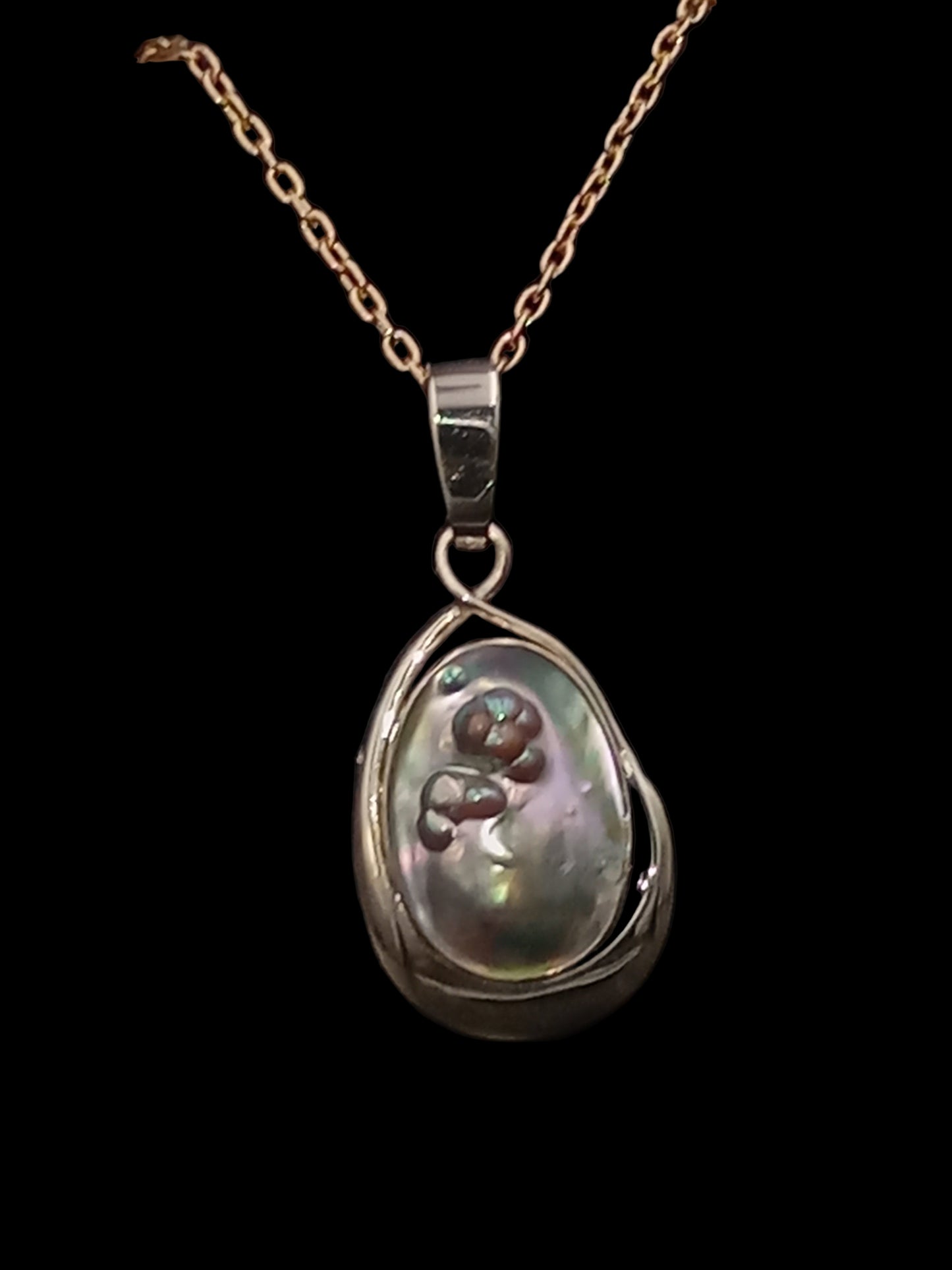 Natural Wild Pāua (New Zealand Abalone) Pearl Pendant Bubbles