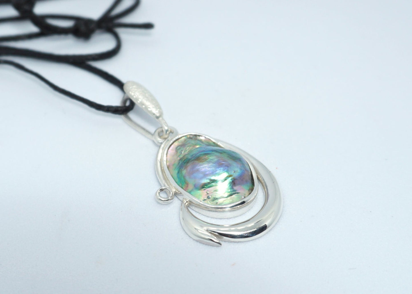Silver Hook Pendant Blister Paua Pearl Hook