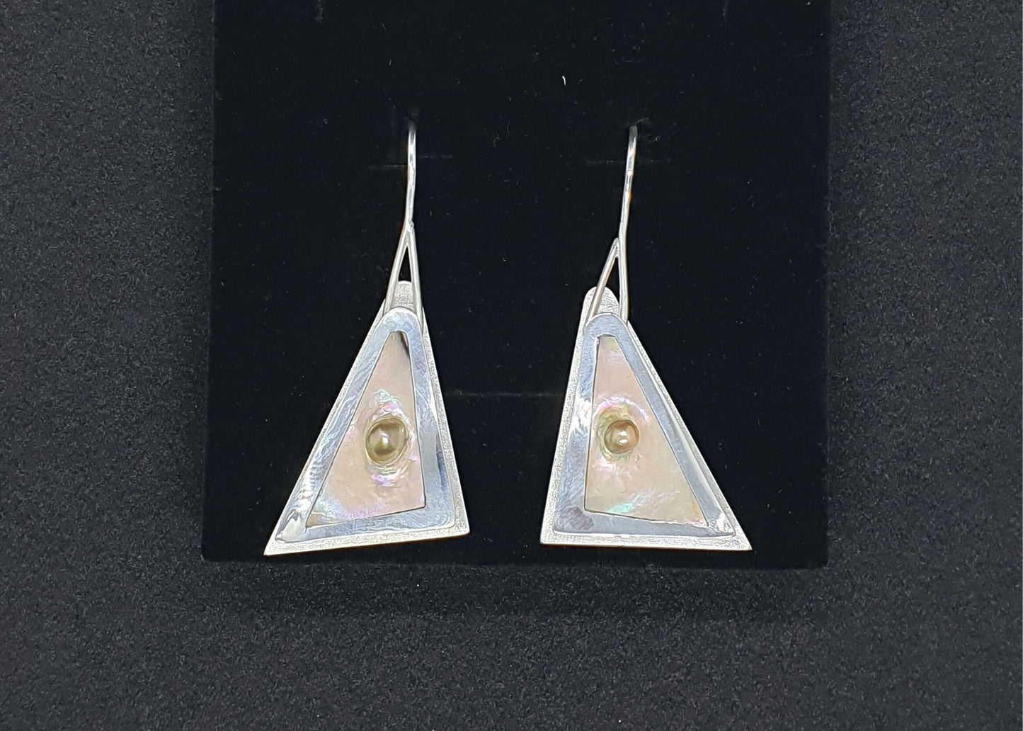 Silver Earrings Natural Wild Paua Blister Pearl