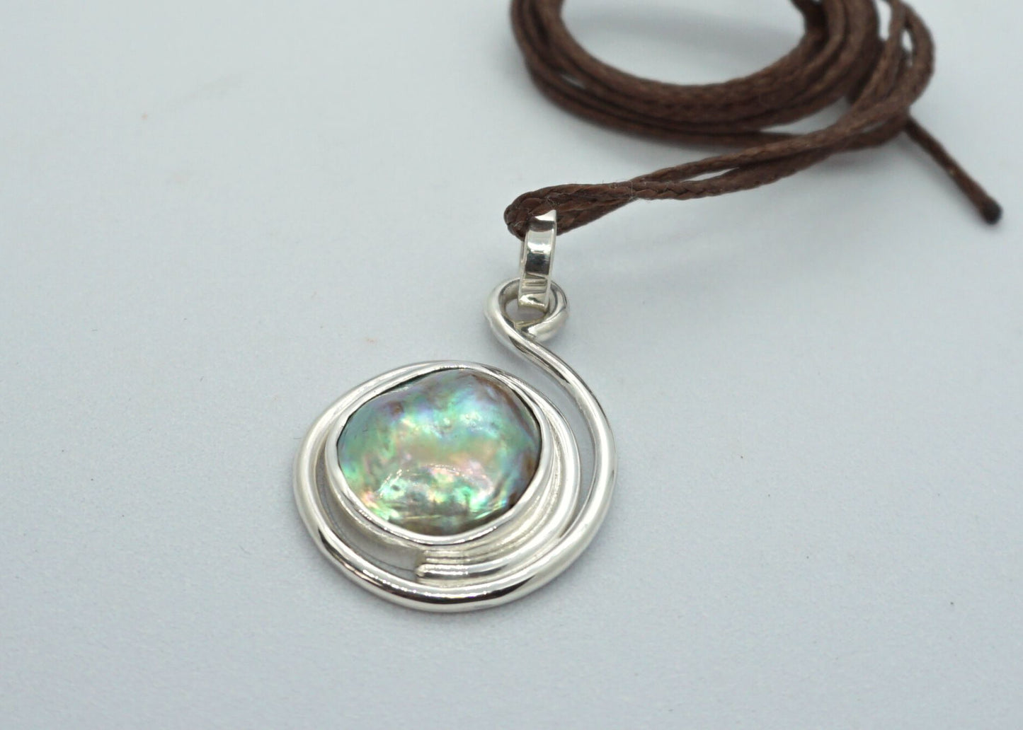 Silver Pendant Blister Pāua Pearl