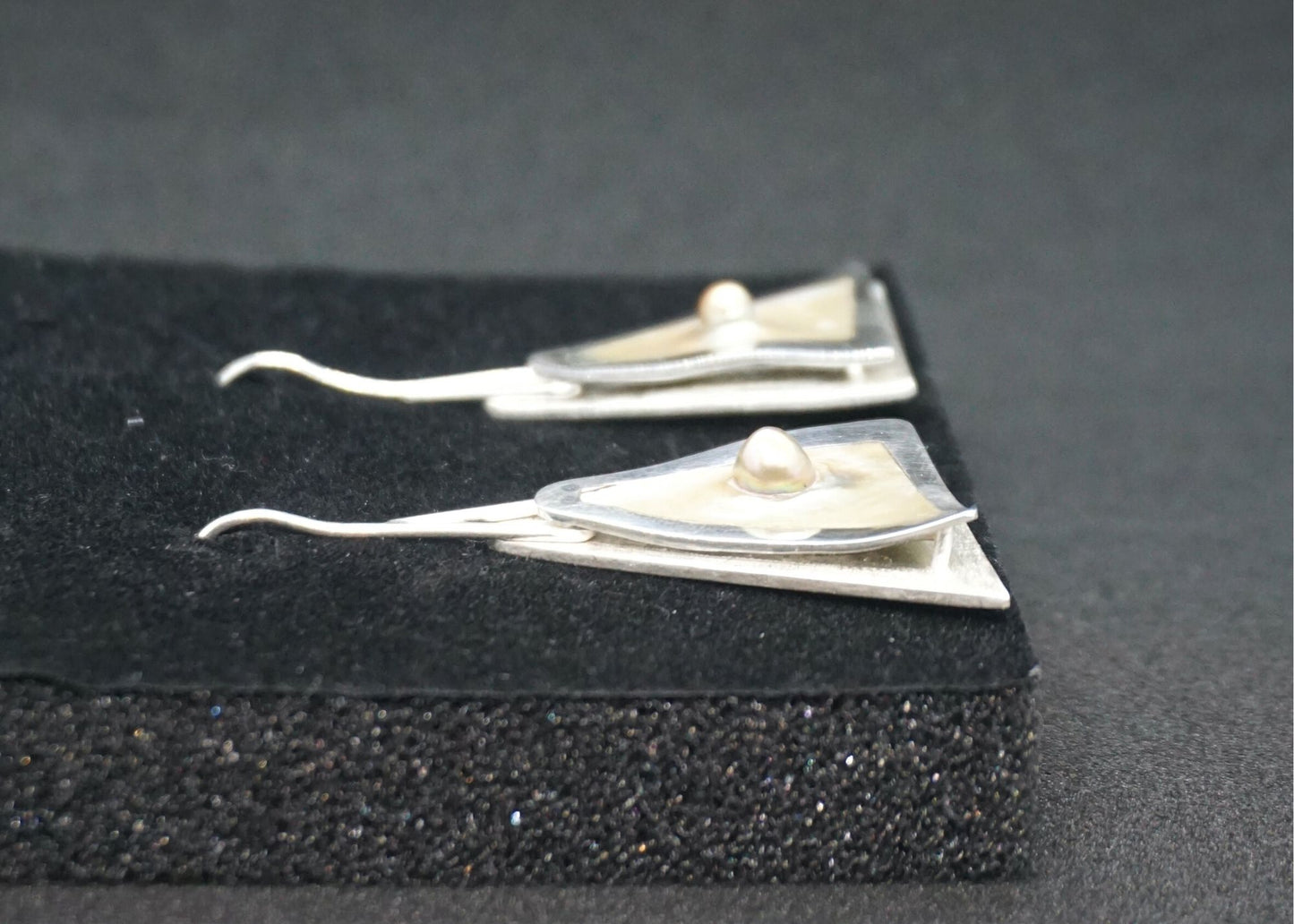 Silver Earrings Natural Wild Paua Blister Pearl