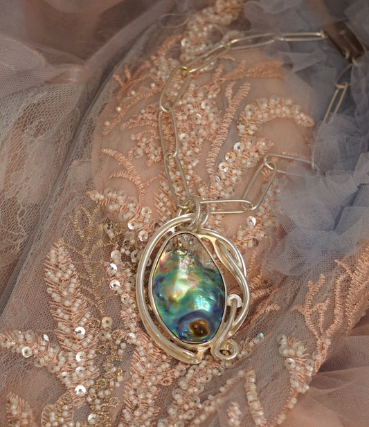 Wild Pāua (New Zealand Abalone) Pearl Pendant Necklace